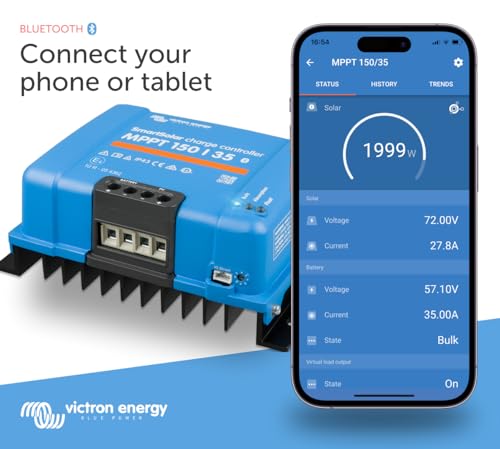 Victron Energy SmartSolar MPPT Solar Charge Controller (Bluetooth) - Charge Controllers for Solar Panels - 150V 35 amp 12/24/36/48-Volt