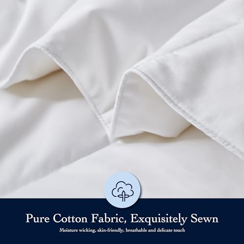 Serta Down Fiber Comforter Twin Size-All Season Duvet Insert, Luxury Fluffy Bed Comforter 100% Cotton 300 Thread Count Shell, Down Feather Fiber 500 Fill Power with Corner Taps, White 68x90inch