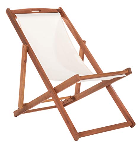 Safavieh PAT7040E-SET2 Outdoor Loren Brown (Set of 2) Sling Chair, Natural/Beige