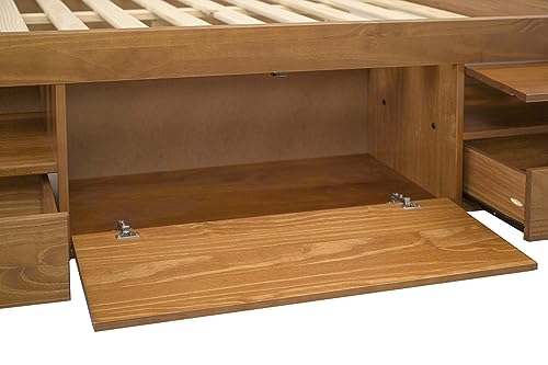 memomad Bali Storage Platform Bed with Drawers (King Size, Oak Brown Wood)