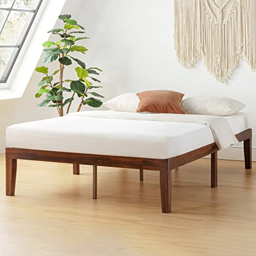 Mellow Naturalista Classic 16 Inch Solid Wood Platform Bed with Wooden Slats, Espresso, King