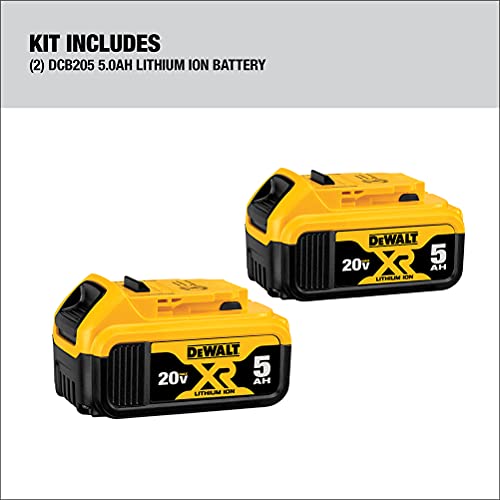 DEWALT 20V MAX 5 Ah Lithium Ion Battery 2-Pack (DCB205-2)