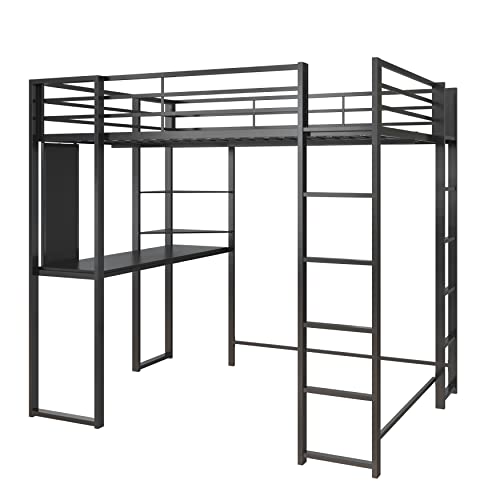 DHP Abode Full Size Metal Loft Bed, Black