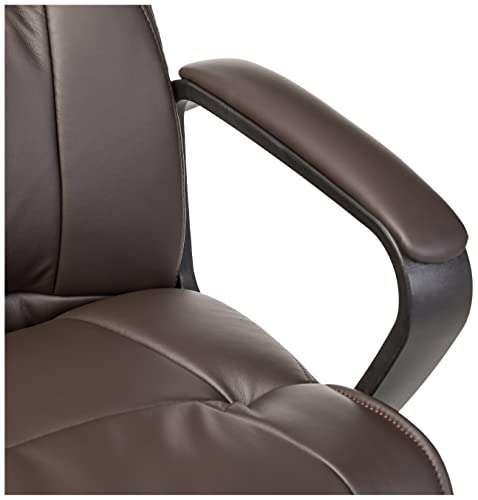Amazon Basics Padded Office Desk Chair with Armrests, Adjustable Height/Tilt, 360-Degree Swivel, 275 Pound Capacity, 24 x 24.2 x 34.8 Inches, Dark Brown