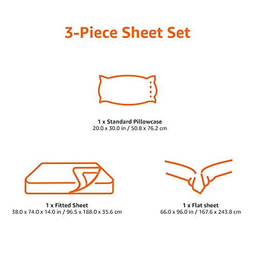 Amazon Basics Lightweight Super Soft Easy Care Microfiber 3-Piece Bed Sheet Set with 14-Inch Deep Pockets, Twin, Dark Gray, Solid
