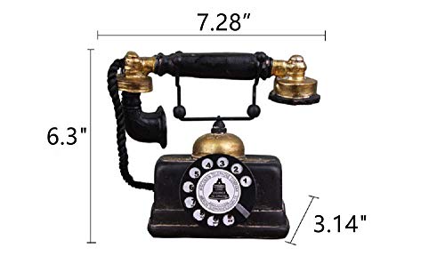 7 inch Creative Retro Telephones European Resin Rotary Dialing Telephone Decoration Cafe Bar Window Decorative Home Decoration Props (L: 7 1/4 inch X W: 3 1/8 inch X H: 6 1/4 inch)