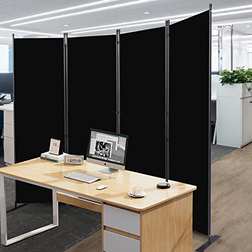 CHOSENM Room Divider, 4 Panel Folding Privacy Screens with Wider Feet, 6 Ft Portable Room Partition for Room Separator, Room Divider Panel 88" W X 71" H, Partition Room Dividers Freestanding，Black