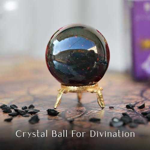 Bloodstone, Crystal Ball, Large Crystal Sphere, Feng Shui Decor, Witchy Home Decor, Crystal Sphere, Decorative Balls For Home Decor, Fortune Teller, Real Crystal Ball, Crystal Gazing Ball 40mm Ball