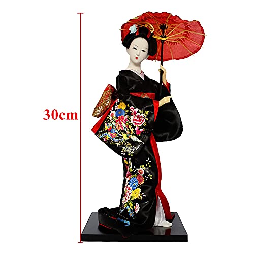 Earlyred 12 Inch Japanese Geisha Kimono Doll 30cm Asian Kimono Doll Collectible Figurine Decoration Gift Red