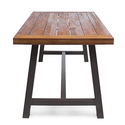 Christopher Knight Home Carlisle Outdoor Dining Table with Iron Legs, Sandblast Finish / Rustic Metal