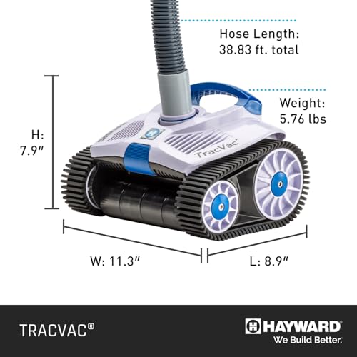 Hayward TracVac Lightweight Automatic Suction Vacuum Cleaner with Hose and Valve for In Ground Swimming Pool Maintenance, White