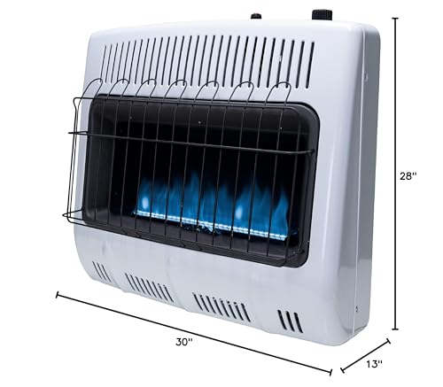 Mr. Heater MHVFBF30NGT 30,000 BTU Vent Free Blue Flame Natural Gas Heater - Wall Mount Space Heater For Cold Rooms, Sun-rooms, and more - White