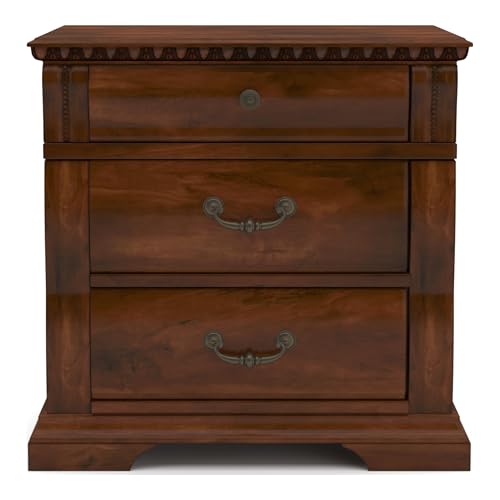 Furniture of America FOA Oulette 2-Piece Cherry Solid Wood Bedroom Set - Cal King + Nightstand