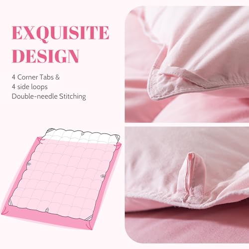 Cosybay Feather and Downfiber Comforter Queen Size, Fluffy Duvet Insert Queen, All Season Cotton Cover Luxury Hotel Bed Comforter with Corner Tabs(Pink, 90"x90")