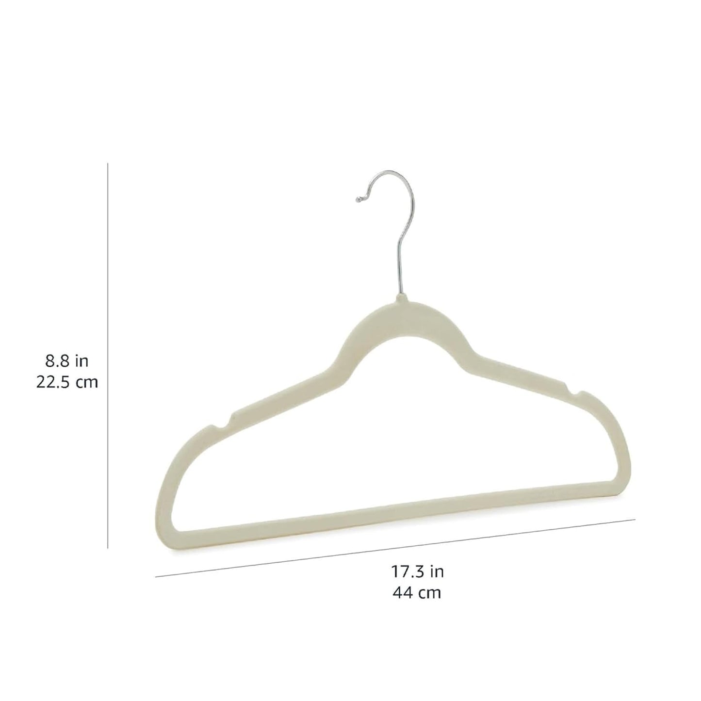 Amazon Basics Slim, Velvet, Non-Slip Suit Clothes Hangers, Ivory/Silver - Pack of 30