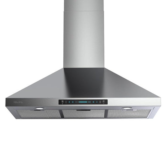 HisoHu Wall Mount Range Hood 30 Inch,Ductless/Ducted Convertible, 780 CFM Kitchen Vent Hood, Stainless Steel Mesh Filters,4 Speed Gesture Sensing&Touch Control Panel, Stainless Steel Kitchen Vent