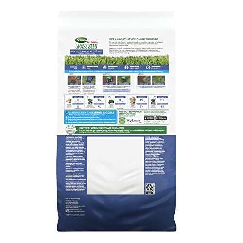 Scotts Turf Builder Grass Seed Heat-Tolerant Blue Mix for Tall Fescue Lawns with Fertilizer and Soil Improver, 5.6 lbs.