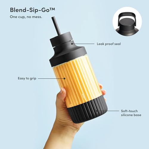 The Beast Mini Blender Plus | Mini Countertop Kitchen Blender | Blend Smoothies and Shakes, Dressings, Sauces, Dips | Extra Vessels, Straw Cap and Straws Included | 600W (Carbon Black)