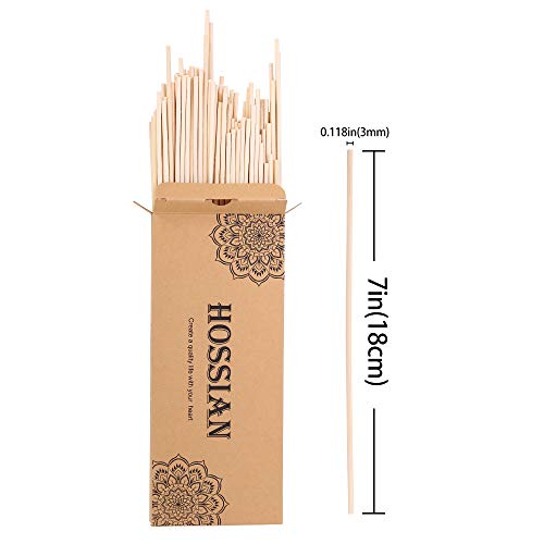 HOSSIAN 100PCS Reed Diffuser Sticks-Natural Rattan Wood Sticks Reed diffusers-Reed Sticks-Replacement for Aroma Fragrance reeds for Essential Oil diffusers Refills (7"*3mm Primary Color)