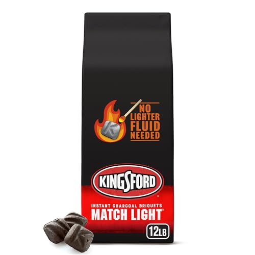 Kingsford Match Light Instant Charcoal Briquettes, BBQ Charcoal for Grilling, Ready in 10 Minutes, No Lighter Fluid or Starter Needed, 12 lbs