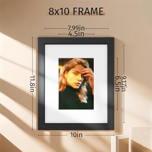 Picrit 8x10 Picture Frame Set of 12, Display 5x7 with Mat or 8x10 Without Mat, Photo Frames for Wall Mounting or Table Top Display, Black.