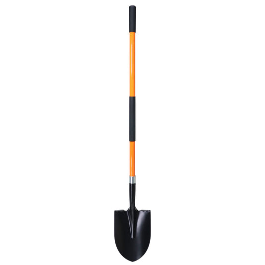 VNIMTI Shovel for Digging, 56 Inches Heavy Duty Shovel for Gardening, Round Shovel for Digging with Fiberglass Handle (Orange)