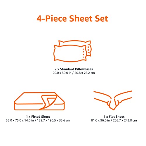 Amazon Basics Lightweight Super Soft Easy Care Microfiber 4-Piece Bed Sheet Set with 14-Inch Deep Pockets, Full, Bright White, Solid