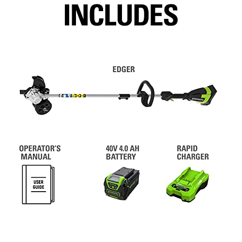 Greenworks 40V 8" Brushless Edger, 4.0Ah Battery and Charger Included