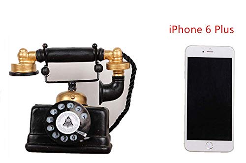 7 inch Creative Retro Telephones European Resin Rotary Dialing Telephone Decoration Cafe Bar Window Decorative Home Decoration Props (L: 7 1/4 inch X W: 3 1/8 inch X H: 6 1/4 inch)