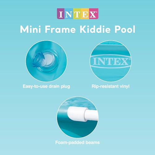 Intex 4 Foot x 12 Inch Miniature Durable Vinyl Outdoor Above Ground Frame Kiddie Swimming and Teaching Baby Pool for Ages 3 and Up, Blue