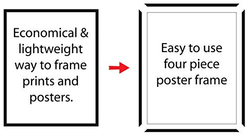 MCS Original Poster Frame 24x36 Black Lightweight Vertical & Horizontal Wall Hanging Large Picture Frame for Posters, Art Prints & Gallery Wall (6-Pack)