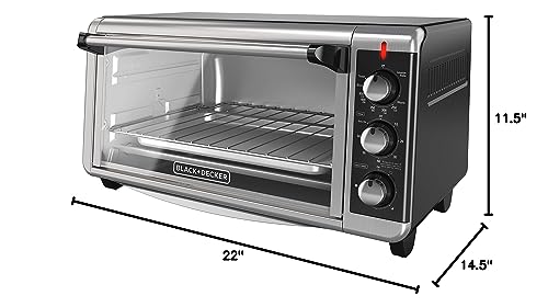 BLACK+DECKER 8-Slice Extra Wide Convection Toaster Oven, TO3250XSB, Fits 9"x13" Oven Pans and 12" Pizza, Stainless Steel/Black