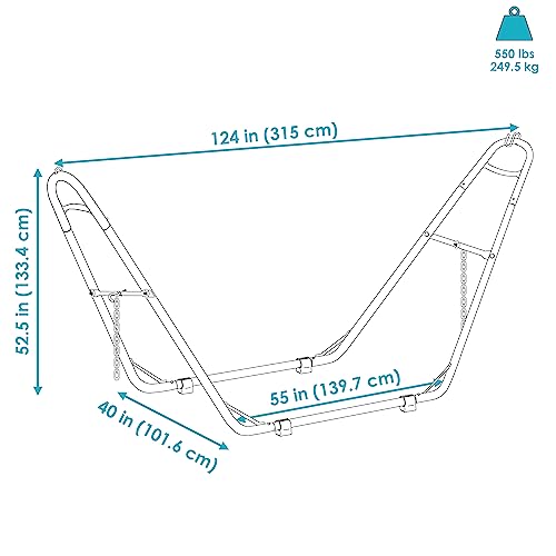 Sunnydaze Universal 2-Person Hammock Stand Only - 550-Pound Capacity - Heavy-Duty Hammock Stand for Outside - Fits 9 to 14 Foot Hammocks - Black