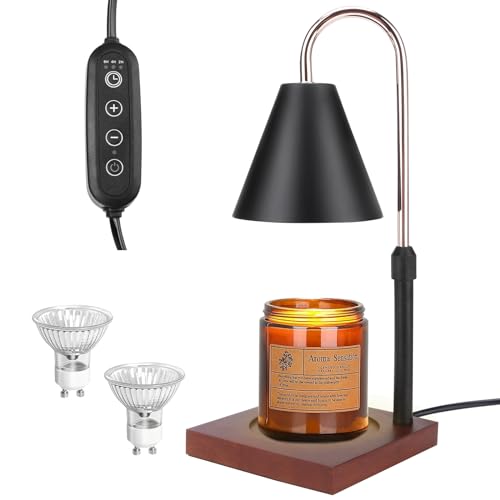 Cubetoou Candle Warmer Lamp with Timer, Adjustable Height of Candle Warmer, Vintage and Dimmable Electric Lamp Candle Warmer for Scented Candles, Great Gift for Candle Lovers (Black)