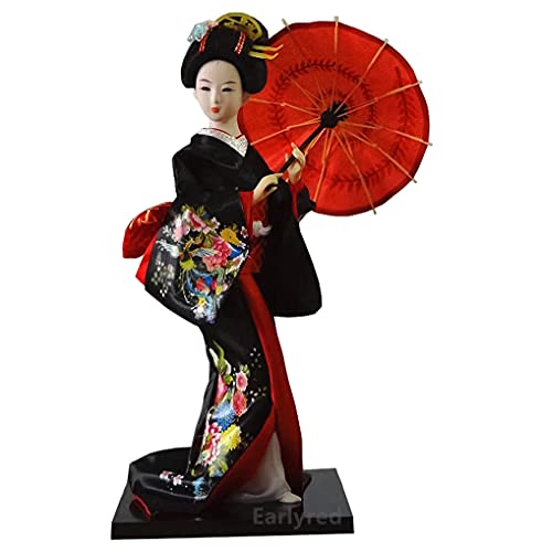 Earlyred 12 Inch Japanese Geisha Kimono Doll 30cm Asian Kimono Doll Collectible Figurine Decoration Gift Red