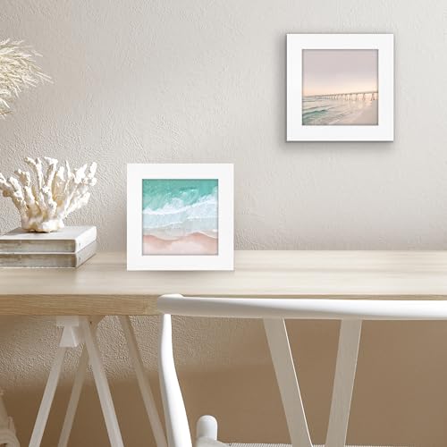 Americanflat 5x5 Picture Frame with Shatter-Resistant Glass - Gallery Style Frame with Engineered Wood - Signature Collection - Photo Frame for Tabletop and Wall Display - White