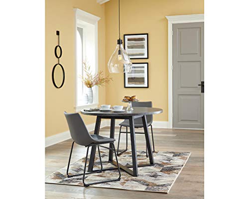 Signature Design by Ashley Centiar Mid Century Round Dining Room Table with Metal Legs, Gray & Black