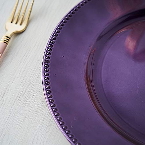 Balsa Circle 6 pcs 13-Inch Purple Crystal Beaded Round Charger Plates - Dinner Wedding Supplies for all Holidays Decorations