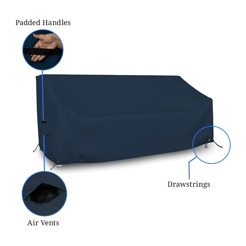 Covers & all Outdoor Loveseat Sofa Cover, 12 Oz Waterproof UV & Weather Resistant Patio Furniture Bench Cover Outdoor Use with Air Vent & Drawstrings (78"W x 29"H x 38"D x 15"FH, Blue)