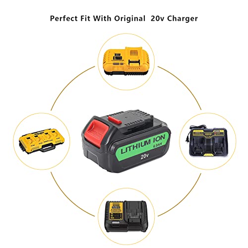 Bdreer 2 Pack 20V battery Replacement for Dewalt 20v battery 6.0AH, Compatible with Dewalt 20v batteries, Fit for Dewalt 20V Tools and Original Chargers