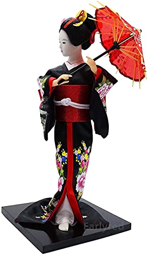 Earlyred 12 Inch Japanese Geisha Kimono Doll 30cm Asian Kimono Doll Collectible Figurine Decoration Gift Red