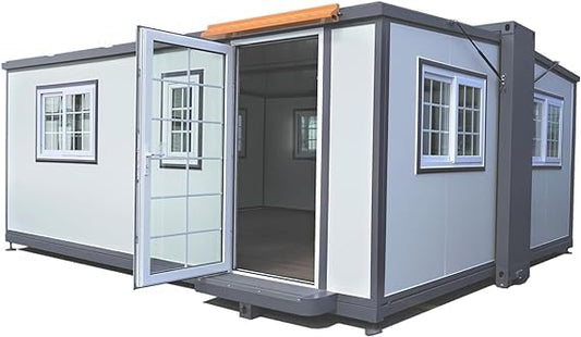 Portable House Expandable Prefab 20x19ft Tiny Home for Work, Travel, or Adventure! Sustainable Living Perfect for Shops, Offices, Guard Houses, Villas, Warehouses, & Workshops