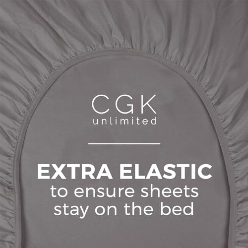 Cal King Size Fitted Bed Sheet - Hotel Luxury Single Fitted Sheet Only - Fits Mattress Up to 16" - Soft, Wrinkle Free, Breathable Sheet for Women, Men, Kids & Teens - Dark Grey Single Fitted Sheet