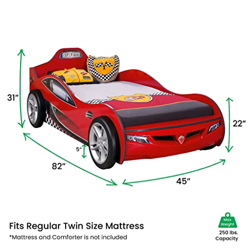 Cilek Race Cup Car Children Bed Frame, Twin, Red