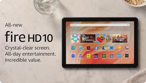 Amazon Fire HD 10 tablet (newest model) built for relaxation, 10.1" vibrant Full HD screen, octa-core processor, 3 GB RAM, 32 GB, Black