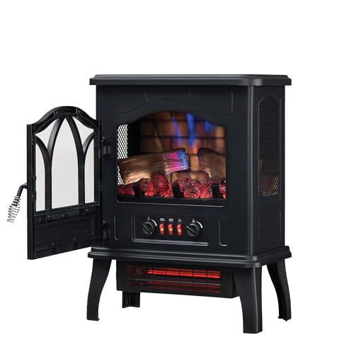 duraflame® 3D Infrared Quartz Electric Fireplace Stove Heater, Black