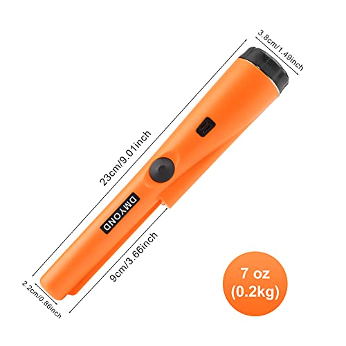 Dmyond Metal Detector Pinpointer, Professional Waterproof Handheld Pin Pointer Wand, Search Treasure Pinpointing Finder Probe with 9V Battery for Adults, Kids - Orange