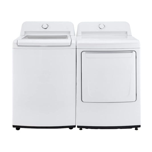 LG WT7005CW Ultra Large Capacity Top-Load Washer with TurboDrum - White with an LG DLE7000W Ultra Large Capacity Electric Dryer with Sensor Dry - White (2021)