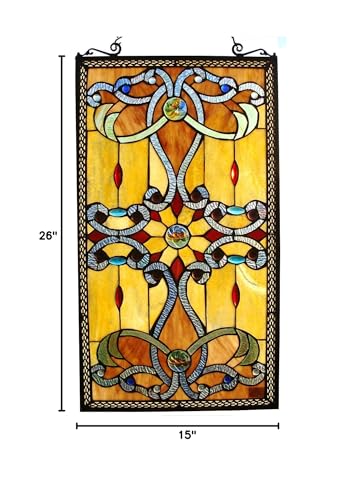 Fine Art Lighting ZP173N 276 Glass Cuts Tiffany Window Panel, 15 x 26, Multi Color