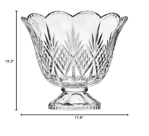 Godinger Dublin Crystal Punch Bowl Set with 8 Cups and Ladle - 10 Piece Set